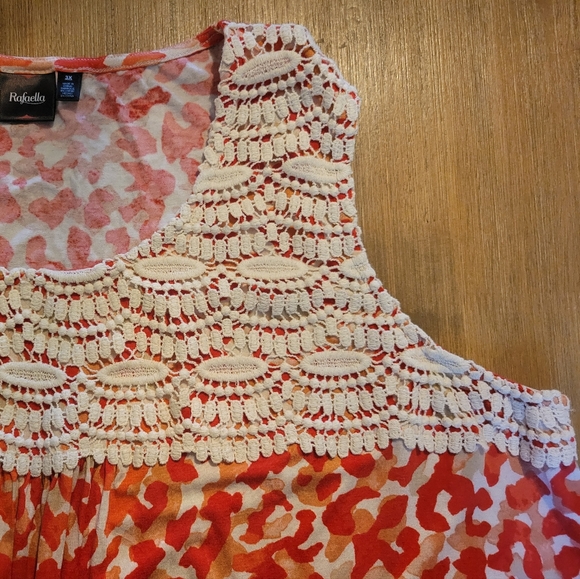 Red leopard print tank top with embroidered lace (3x) - Picture 6 of 7